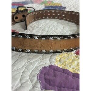 Vintage Leather Hand Tooled scroll  Belt  " BOB " 28-30"